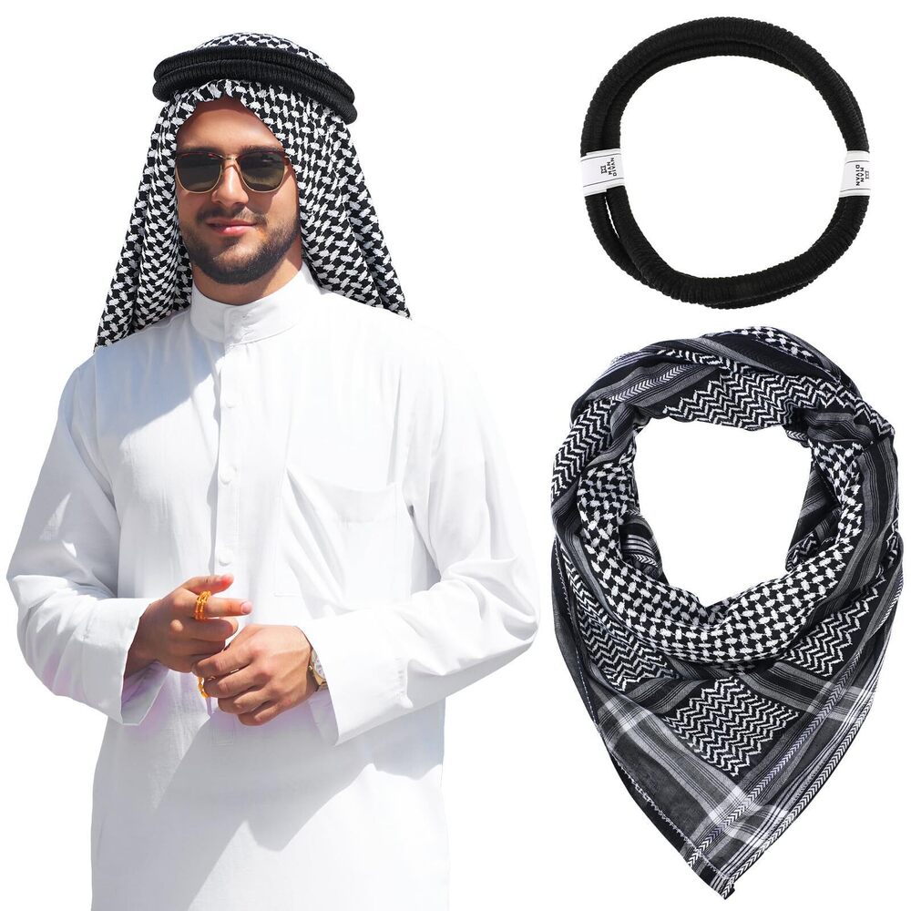 8324 Arab Shemagh Muslim Keffiyeh Head Wrap Scarf Arabic Tactical Desert